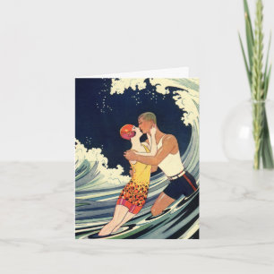 Art Déco vintage, Amoureux Baiser Merci Mariage