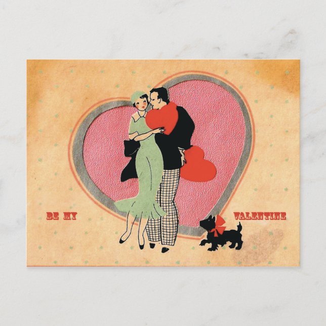 Art Deco ~ Vintage Be My Valentine Holiday Postcard (Front)