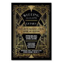 Art Déco Vintage Black Mariage Insertions Cartes