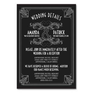 Art Deco Vintage Black Wedding Inserts Cards