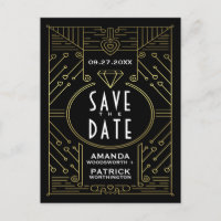 Art Deco Vintage Black Wedding Save The Date Cards