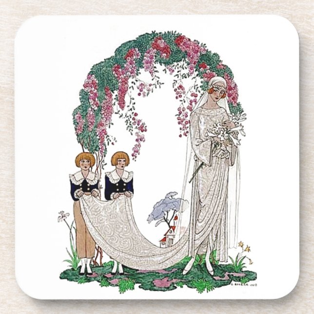 Art Deco Vintage Bride Coaster (Front)