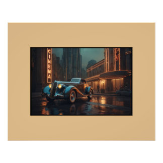 Art Deco Vintage Car at Cinema Wall Art Poster