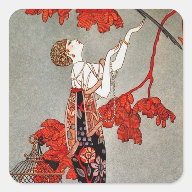 Art déco vintage Carré Sticker (Devant)