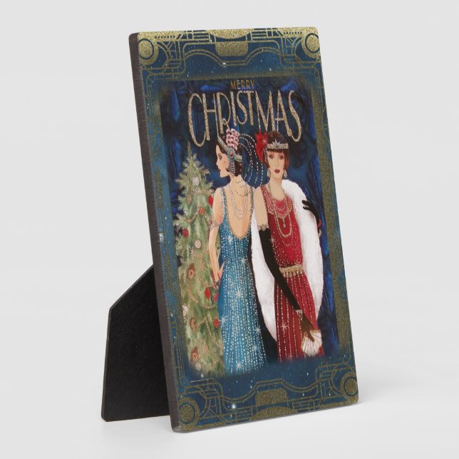 Art Deco Vintage Christmas Women Plaque (Side)
