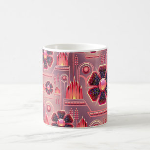Art deco vintage floral geometric pattern pink coffee mug
