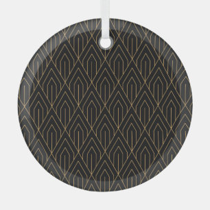Art Deco: vintage geometric wallpaper. Glass Ornament