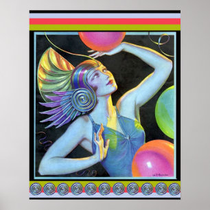 Art Deco Vintage Girl Poster