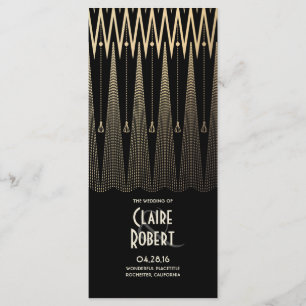Art Déco Vintage Noir et Or Programmes de mariage