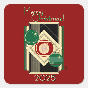 Art Deco Vintage Ornaments Christmas Square Sticker