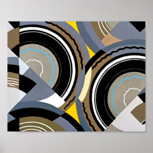 Art Déco Vintage Pochoir Jazz Formes Géométriques