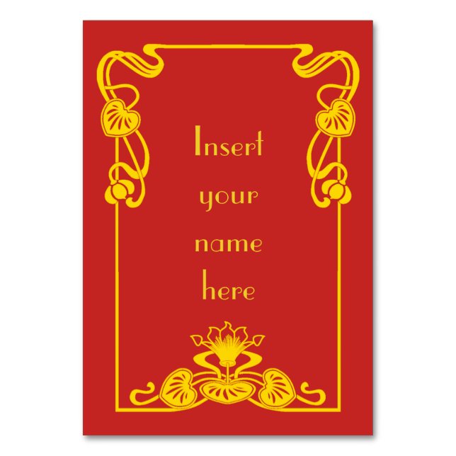 Art Deco Vintage Red Gold Table Number (Front)