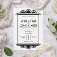 Art Deco Vintage Retro Black Frame White Wedding