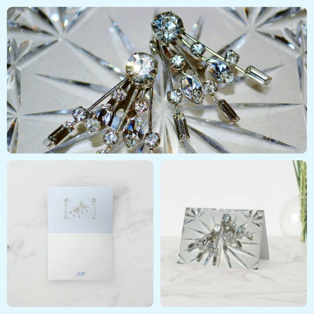 Art Deco Vintage Rhinestone Earrings Note Card (Creator Uploaded)