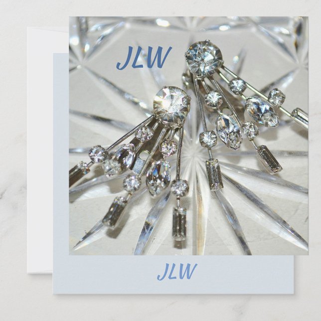 Art Deco Vintage Rhinestone with Initials Flat Card (Creator Uploaded)