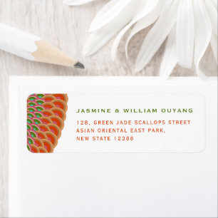 Art Deco Vintage Scallop Fan Asian Wedding Address