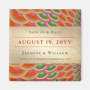 Art Deco Vintage Scallop Pattern Fan Save The Date Magnet