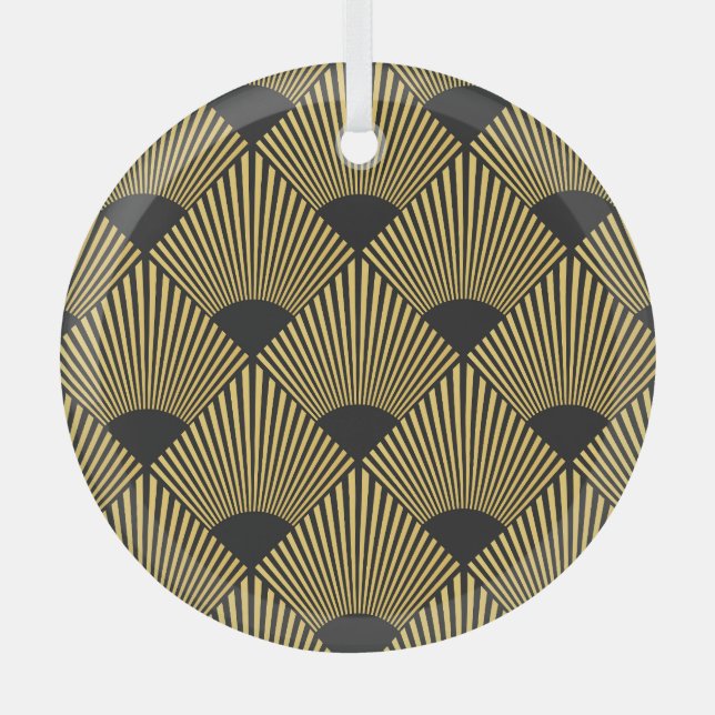 Art Deco Vintage Seamless Pattern Glass Ornament (Front)