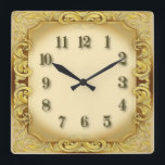 Art Deco Vintage Square Wall Clock<br><div class="desc">Great clock design. You will love it like others. Be free to use this design for other product you like or to customize and add your text. Follow me for more. Thank you. Have a nice day.</div>