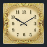 Art Deco Vintage Square Wall Clock<br><div class="desc">Great clock design. You will love it like others. Be free to use this design for other product you like or to customize and add your text. Follow me for more. Thank you. Have a nice day.</div>