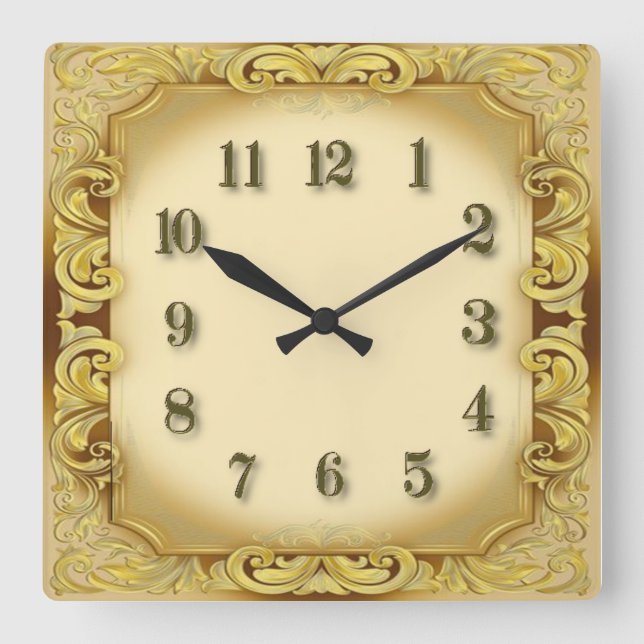Art Deco Vintage Square Wall Clock (Front)