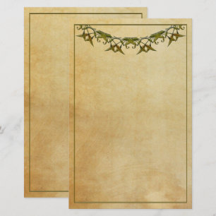 Art Deco Vintage Stationery Paper with Greenery