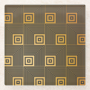 Art Deco Vintage Wallpaper Pattern Glass Coaster
