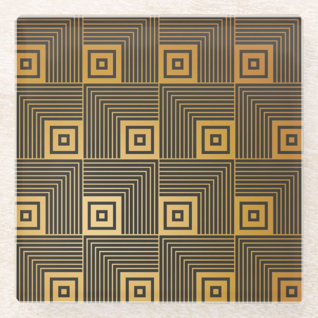 Art Deco Vintage Wallpaper Pattern Glass Coaster (Front)