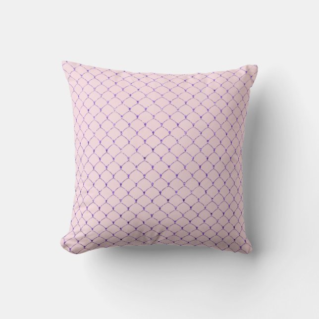 Art Deco Violet Pink Net White Scales Mermaid Throw Pillow (Front)