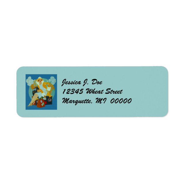 Art Déco Voyageur Dame W/ Étiquettes de adresse de (Devant)