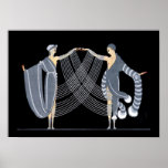 Art Deco Wall Poster<br><div class="desc">Beautiful and unusual Art Deco poster featuring a couple dressed in blue and white costumes on a black background.</div>