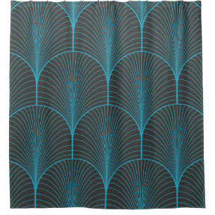 Art deco wallpaper: black and blue pattern