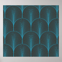 Art deco wallpaper: black and blue pattern