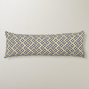 Art Deco Wallpaper Pattern, Beige and Blue Body Pillow