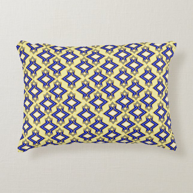 Art Deco Wallpaper Pattern, Beige and Blue Decorative Pillow (Front)