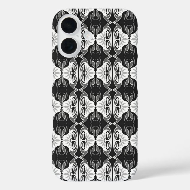 Art Deco wallpaper pattern - black and white Case-Mate iPhone Case (Back)