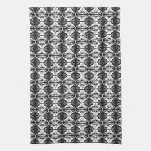 Art Deco wallpaper pattern - black and white Kitchen Towel
