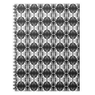 Art Deco wallpaper pattern - black and white Notebook