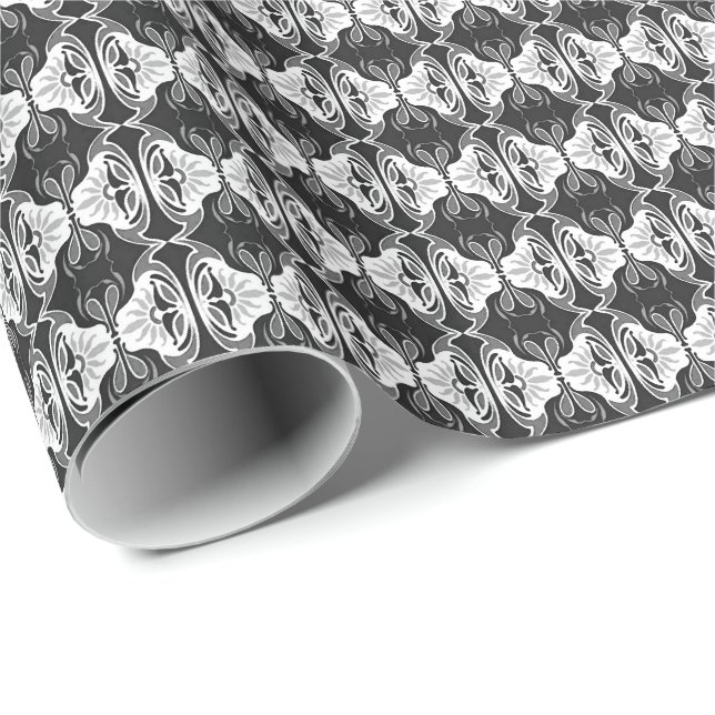 Art Deco wallpaper pattern - black and white Wrapping Paper (Roll Corner)