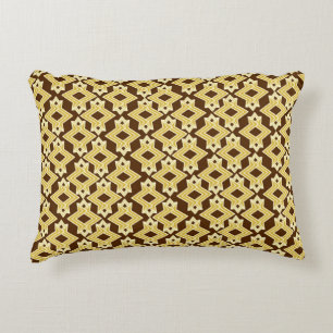 Art Deco Wallpaper Pattern, Brown and Gold Accent Pillow