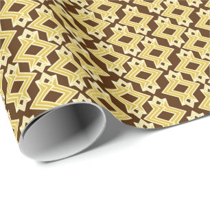Art Deco Wallpaper Pattern, Brown and Gold Wrapping Paper