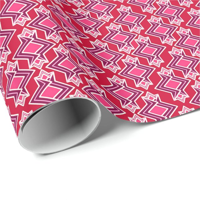 Art Deco Wallpaper Pattern, Burgundy Wine Wrapping Paper (Roll Corner)