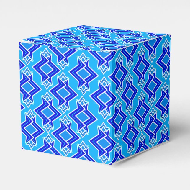 Art Deco Wallpaper Pattern, Cerulean Blue Favor Box (Front Side)