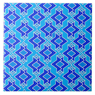 Art Deco Wallpaper Pattern, Cerulean Blue Tile