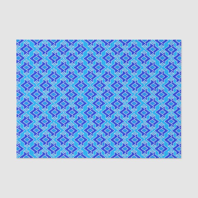 Art Deco Wallpaper Pattern, Cerulean Blue Tissue Paper (Front)