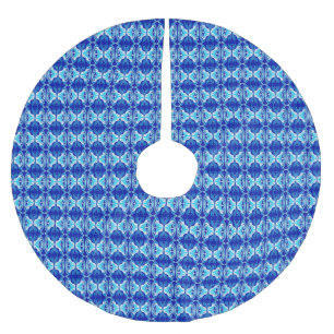 Art Deco wallpaper pattern - cobalt blue and white Brushed Polyester Tree Skirt