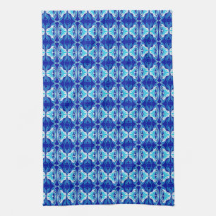 Art Deco wallpaper pattern - cobalt blue and white Kitchen Towel