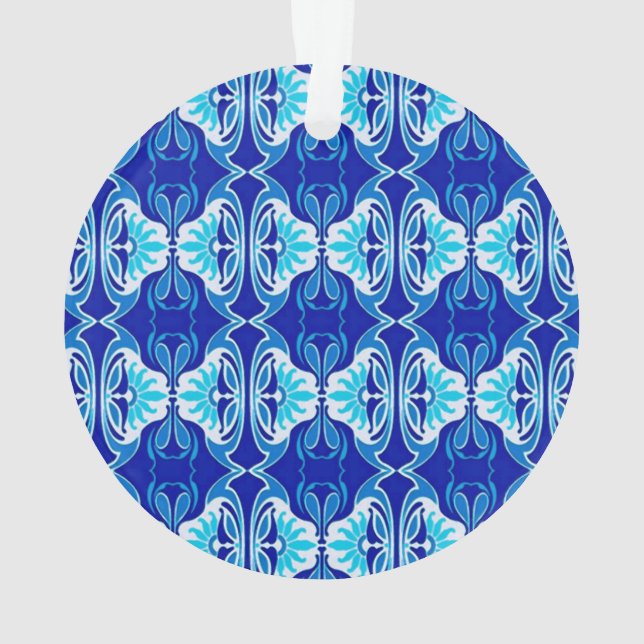 Art Deco wallpaper pattern - cobalt blue and white Ornament (Back)