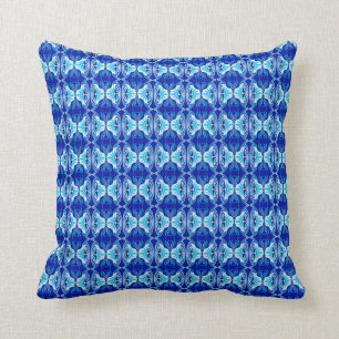 Art Deco wallpaper pattern - cobalt blue and white Throw Pillow