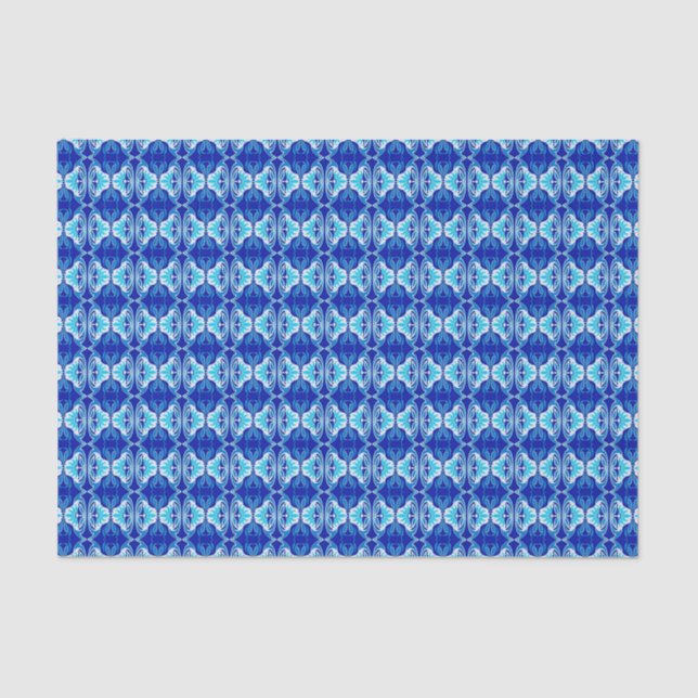 Art Deco wallpaper pattern - cobalt blue and white Tissue Paper (Front)